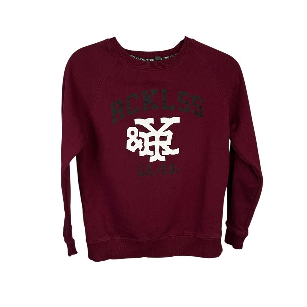 Young & Reckless Women's Burgundy Graphic Crewneck Sweatshirt - Size S